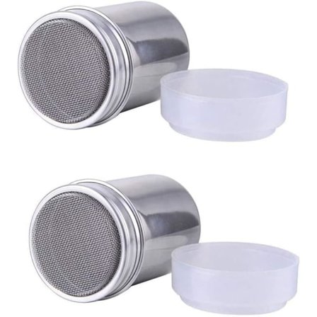 2 stk. Sukkersalt-rystere, 7oz Rustfrit Stål Chokoladeryster Sukkersalt-salt Kakao Mel Kaffe Rystere Sigter til Køkkenhåndværk 2 stk.