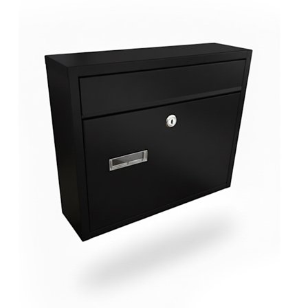 Väggmonterad horisontell brevlåda med lås och namnskylt