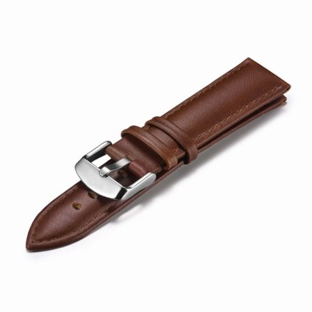 Ruskea kellon ranneke nahkaa 18 mm hopeinen solki kellon nahkaranneke ruskea M