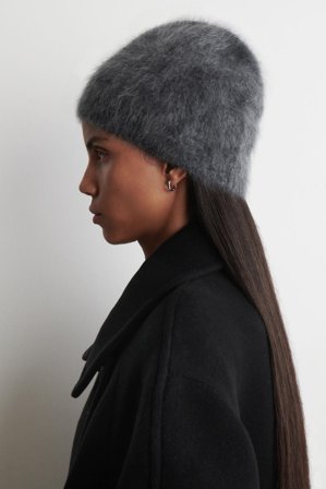 COS Women's Brushed-Cashmere Beanie in Grey