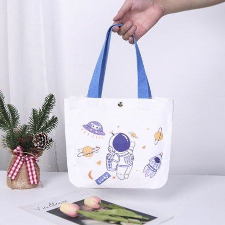 Cartoon Print Axelväska Canvas Handväska 3 3