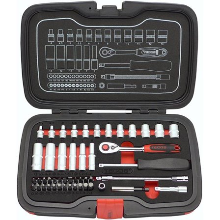 Tecos 34501048 Pipenøkkelsett 48 deler, 1/4", Håndverktøy
