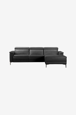 Loft24 - Hörn Soffa 3 Sits 1 Recliner Höger Manuell Lund - Svart - 3-sits soffor - Från Homeroom