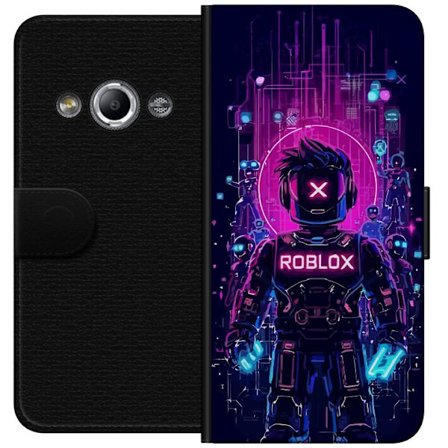 Kompatibelt Lommeboketui til Samsung Galaxy Xcover 3 Roblox Cyber Core Kraftig digitalt Robloxdesign med lilla lys og futuristisk bakgrunn