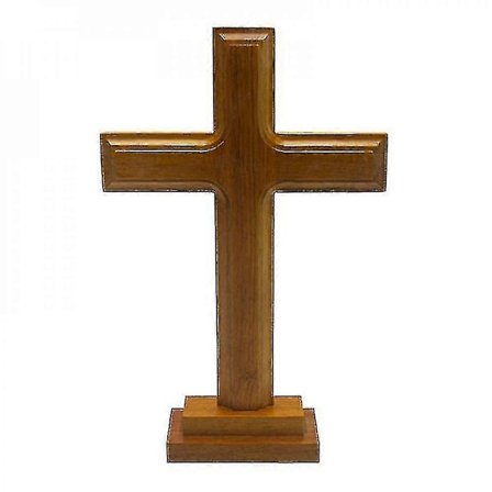 Træ Stående Kors Dekor Alterkors Med Stand Dobbeltsidet Bordkors OAJ