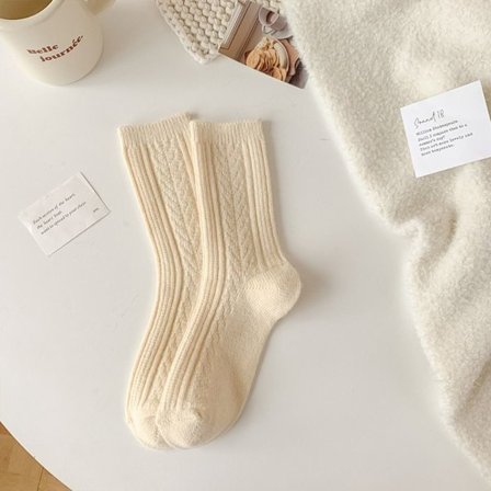 Termiske lange strømper Cashmere uldstrømper BEIGE