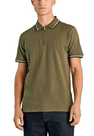 Lindbergh Polo shirt w. zip neck Överdelar Herr Grön M