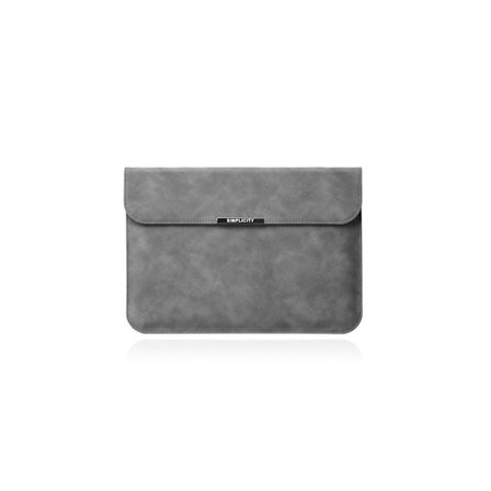 15/16 tum Universal Laptop Sleeve med Ställ - Grå PU Läder, kompatibel med MacBook Pro, Air, Huawei, Samsung, APPLE, Gar