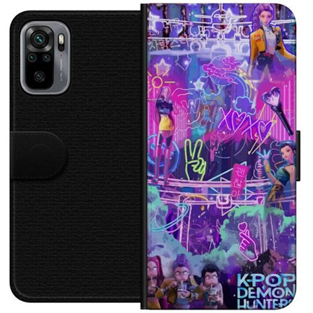 Kompatibelt Lommeboketui til Xiaomi Redmi Note 10S Kpop Demon Hunters Neon City Lights Purple Glow Idol Energy Vibes