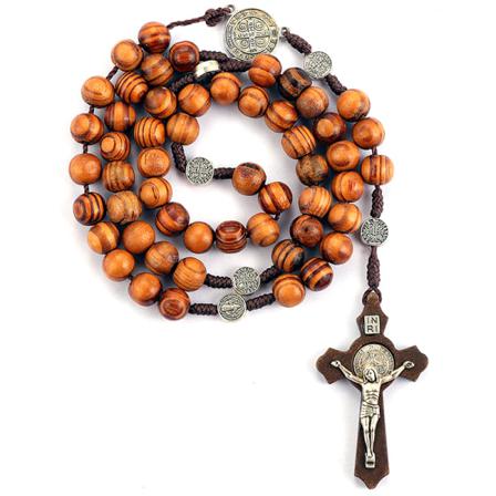 Träpärla Katolska Kristus Jesus Krucifix Korshänge Halsband
