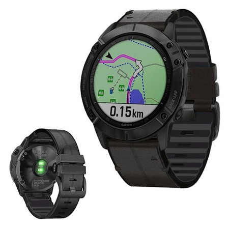 22mm leather watch band for Garmin watch device - Black