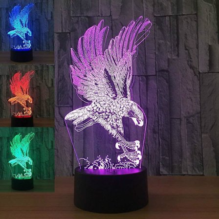 3D Pöllö Yövalo Eläin USB Kosketuskytkin Koristelu Pöytä Optinen Illuusio Lamput 7 Värin Vaihtava Valo LED Pöytävalaisin Joulu Koti Rakkaus 