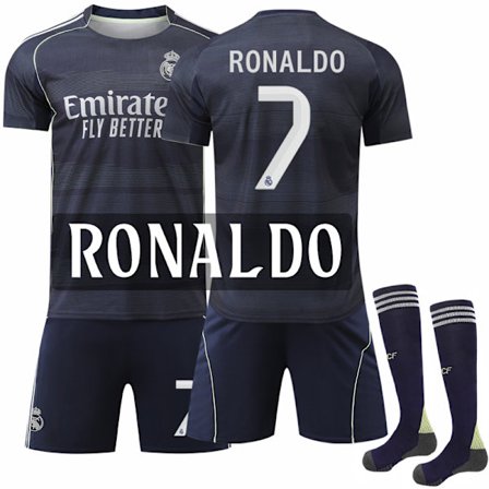 25-26 Real Madrid Vieraslasten Aikuisten Jalkapallopaita Pelipaita Nro 7 Ronaldo