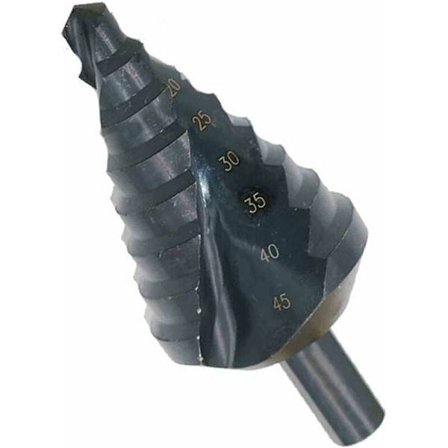 Stegad borr 10-45mm HSS Stor storlek. Titan avsmalnande flaskbort med svarta styrningar