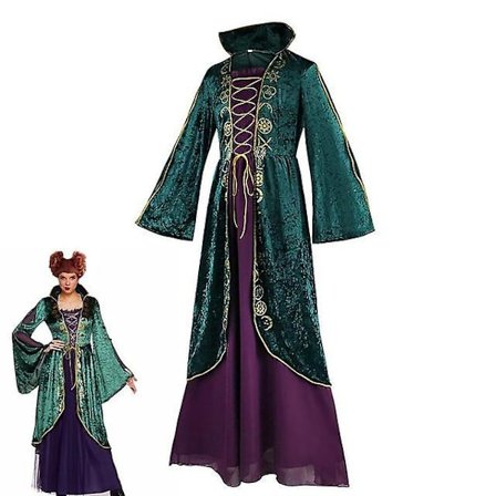 Women Hocus Pocus Winifred Sanderson Womens Cosplay Costume Dress Velvet Halloween Carnival Costumes For Adult Women S-3xl -a