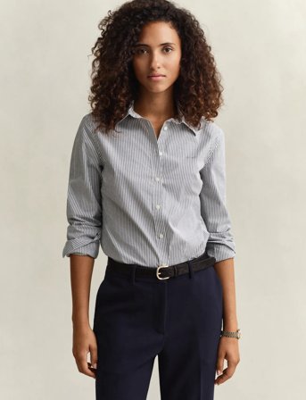 GANT Slim Striped Poplin Shirt - Blue - 46