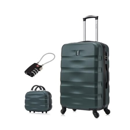 Mellem Kuffert 20kg 65cm med Toilettaske | CELIMS AeroWave Kuffert | ABS | Lås | Grøn