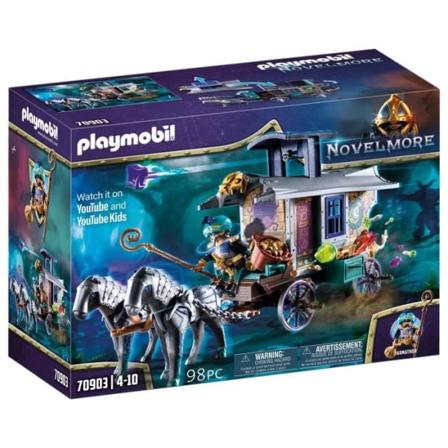 PLAYMOBIL - 70903 - Novelmore - Købmand og vogn med hemmeligt gemmested og skjult kanon på taget Blå