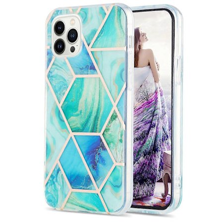 Skal för iPhone 16 Pro Max Splicing IMD Marmormönster Elektropläterat TPU Baksida