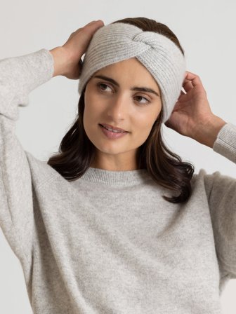 Kashmina - Pannebånd i kashmir "Freya" - lys grå