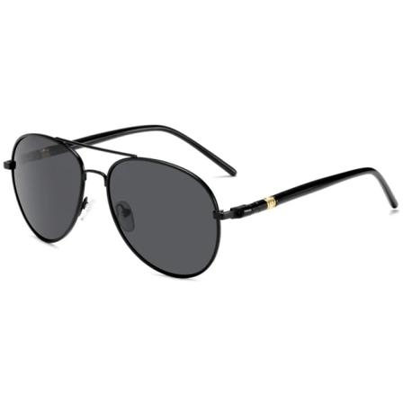 RBRARE Klassiska Polarized Light Solglasögon Herr Lyxmärke Designerglasögon Retro Högkvalitativ Metall Körning Manlig Goggle Ingen låda Black Gray