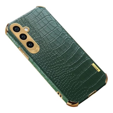 SKALO Samsung S23 FE Crocodile Guldkant Cover - Grøn