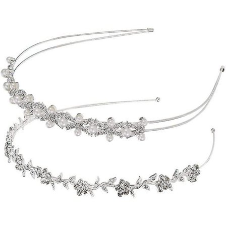 2st Faux Pearl Rhinestones Pannband, Blomma och Löv Hår Krona Crystal Pearl Brud
