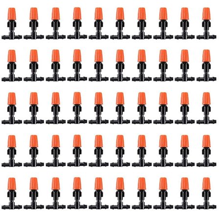 50 st Micro Spray Justerbart Flöde Bevattningsdroppar, Trädgård Justerbar Spridare Med 3 Tee Bevattning Misting Droppsats