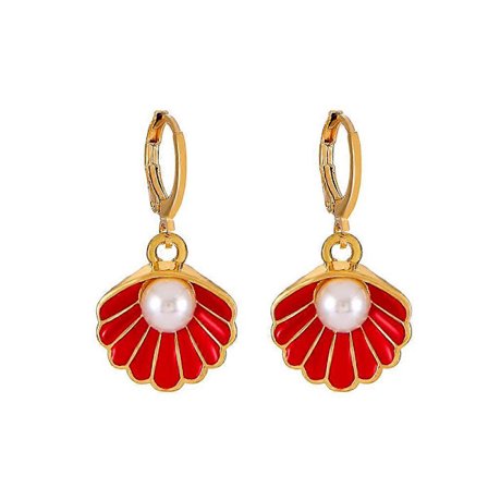 1 stk. Seashell Dingle Øredobber Strandelskere Gaver Kamskjell Øredobber Emalje Blå Seashell Smykker Gaver til Kvinner Jenter