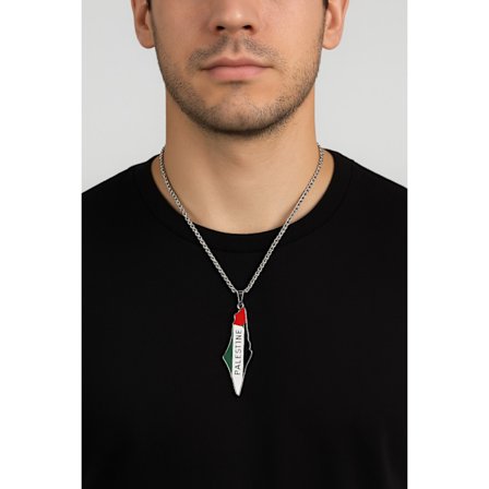Halsband Palestina med text – Silverfärgat