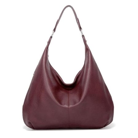 Hobo-veske for kvinner, skinnveske, skulderveske med glidelås Rød