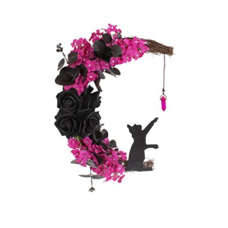 Wreathmoon Med Lila Blommor Och Stjärnor Purple