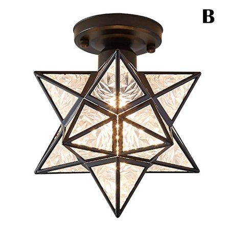 Femarmet stjerne taklampe - Hall, Gang, Balkong - Små lamper - Jernkunstlampe - Svart