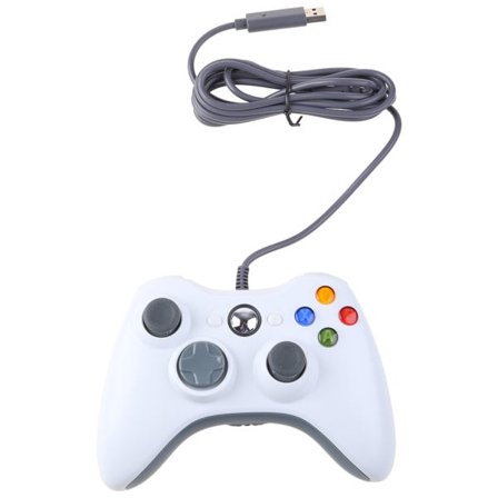 USB-kablet spillkontroller for Xbox 360-kontroller, spillkontroller for spillkonsoll, joystick, fjernkontroll, erstatning, hvit
