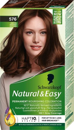 Schwarzkopf Natural & Easy Hårfarve 576 Kastanje, Hår, Hårfarve, Permanent Hårfarve
