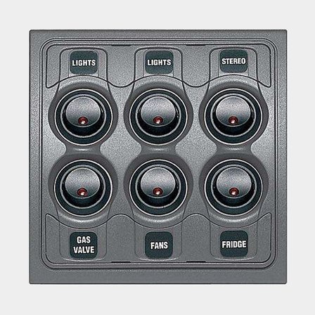 BEP elpanel Contour med 6 brytare, 12V