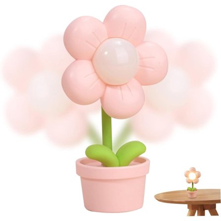 Nattlys Sovekompis Baby Nattlys Stemningslampe LED Bordlampe Mini Nattlys med Blomster Søt Tegneserie Nattlys Nattbordslampe Barnas