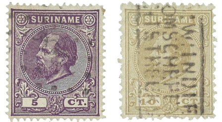 Suriname 1873-1889 - NVPH 5/6 - Stemplet