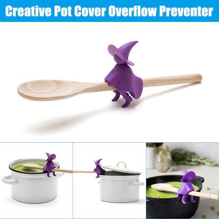 Häxfigur Skedhållare Anti-overflow slevklämma Värmebeständig Rolig soppsked Sits Köksenhet