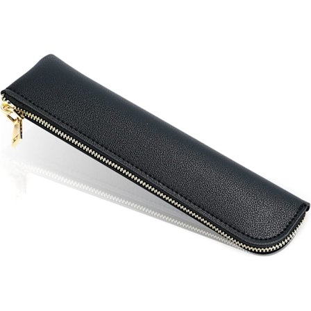 Læder penalhus, Tynd blød pennetaske, Lille penalhus til voksne, Senior læder Minimal penalhus med lynlås