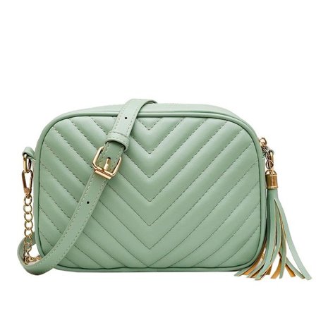 Kvast damväska trend PU mjuk yta kedja axelväska grön