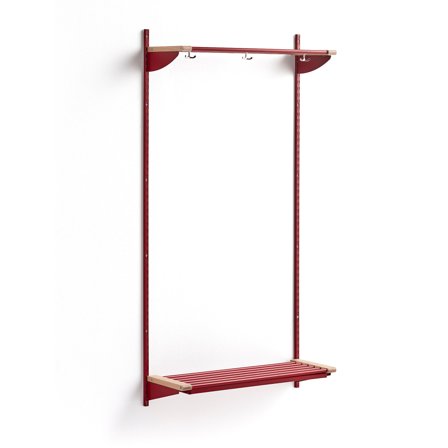 Wandgarderobenschrank JEPPE mit Hutablage, Grundelement, 1790x900x310 mm, rot/birke