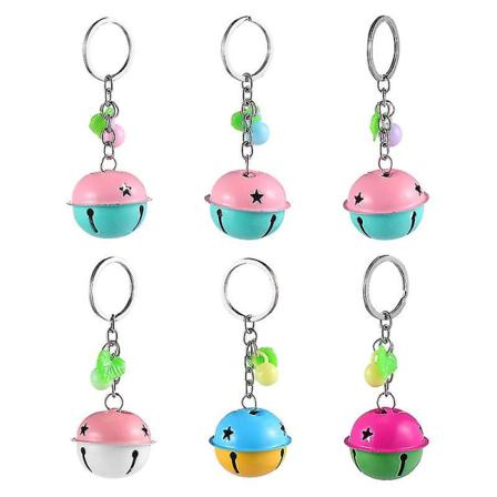 6-pack Christmas Metal Bell Pendant Nyckelring