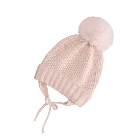 Strikket barnelue med justerbare flettede øreklaffer og varm fleece babyhatt (Khaki)