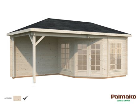 Palmako Melanie Lusthus 15,6 m²/inv. 7,0+8,1 m², med 28 mm vägg,, impr. natur, Uterum