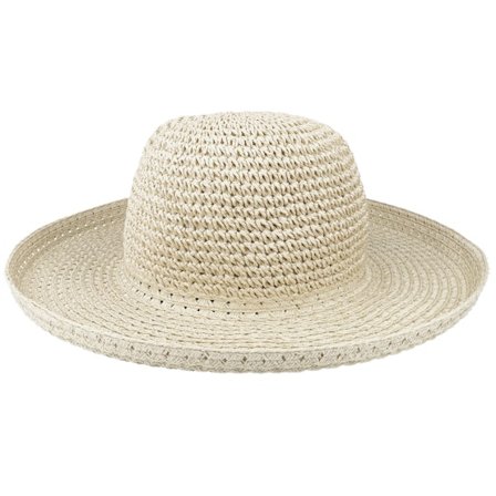 Seeberger - Beige straw Hut - Paper Crochet Bolero Linen Straw Hat @ Hatstore