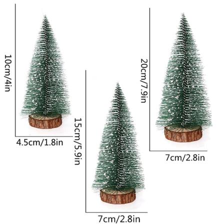 3st Blandad Storlek Mini Julgran Liten Pine Tree Desktop För