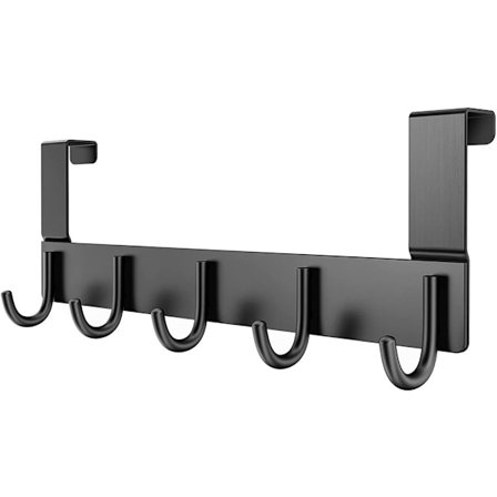 Dörrkrokar för Universell Praktisk Garderob, Högkvalitativ Robust Dörrhängare i Aluminium med 5 Rostbeständiga Krokar, Idealisk för Upphängning av 