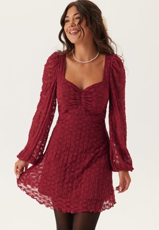 BUBBLEROOM Sweetheart Short Lace Dress Dark red M