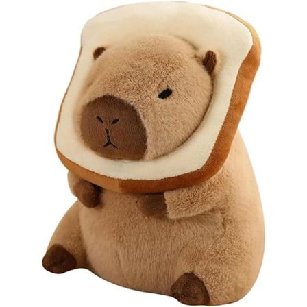 /EA/ Söt Capybara Plyschkudde med Bärbar Toast Huvudbonad Kawaii Toast Capybara Plyschdjur Leksak Krampresent 30cm